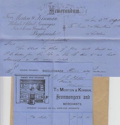 Vulcan Foundry - Morton and Kinman memo 1889-90